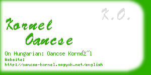 kornel oancse business card